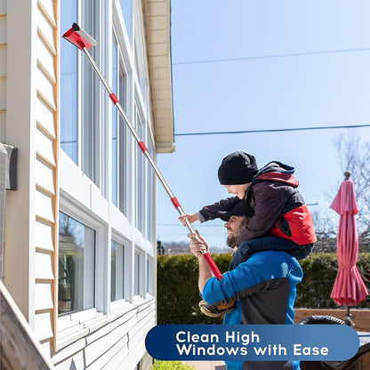 DSV Standard Window Squeegee, 2-in-1 Window Cleaner with 55" Extension Poles, Window Washing Kit, Glass Door Cleaner, Multi-Use Car Windshield Cleaning Tool with Long Handle for High Outdoor Windows