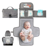 Kopi Baby Portable Diaper Changing Pad - Grey, Classic, 7.35 x 11.5 inches, Foldable, Infant Travel Station Kit, Newborn Gift