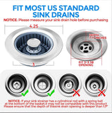 Upgraded 3in1 Kitchen Sink Drain Strainer & Sink Stopper, Stainless Steel Kitchen Drain Plug & Sink Installation Parts with Anti-Clogging Basket, Fit US Standard 3-1/2'' Sink Drain Hole, Silver