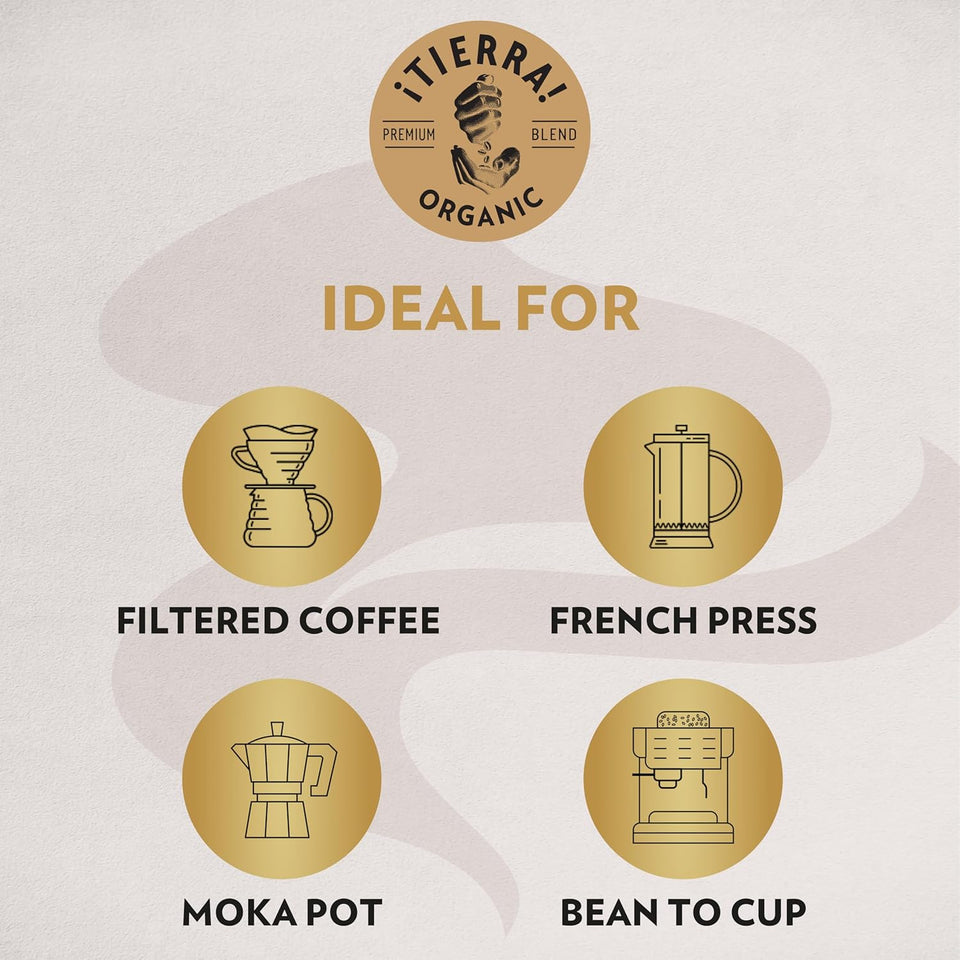 Lavazza ¡Tierra! 100% Arabica Organic Whole Bean Light Roast Coffee, 2.2 lb Bag, Italian Blend