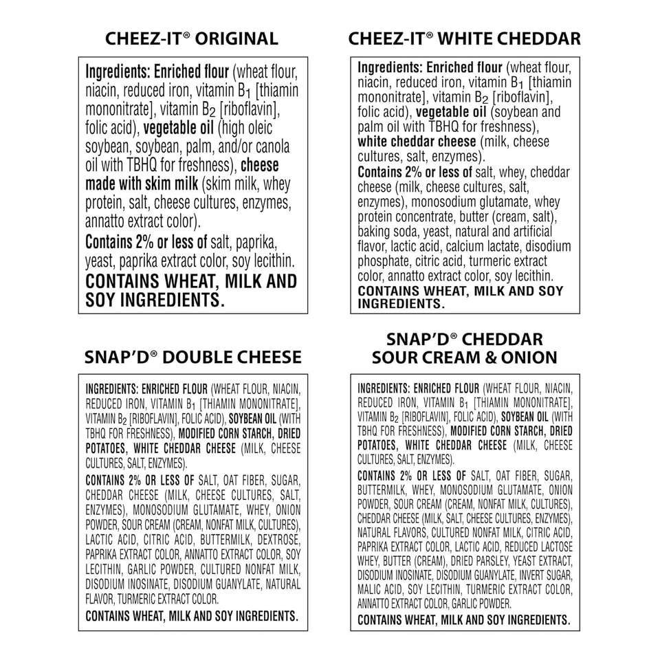 Cheez-It Variety Pack, Baked Snack Crackers, Lunch Snacks, 42 Packs