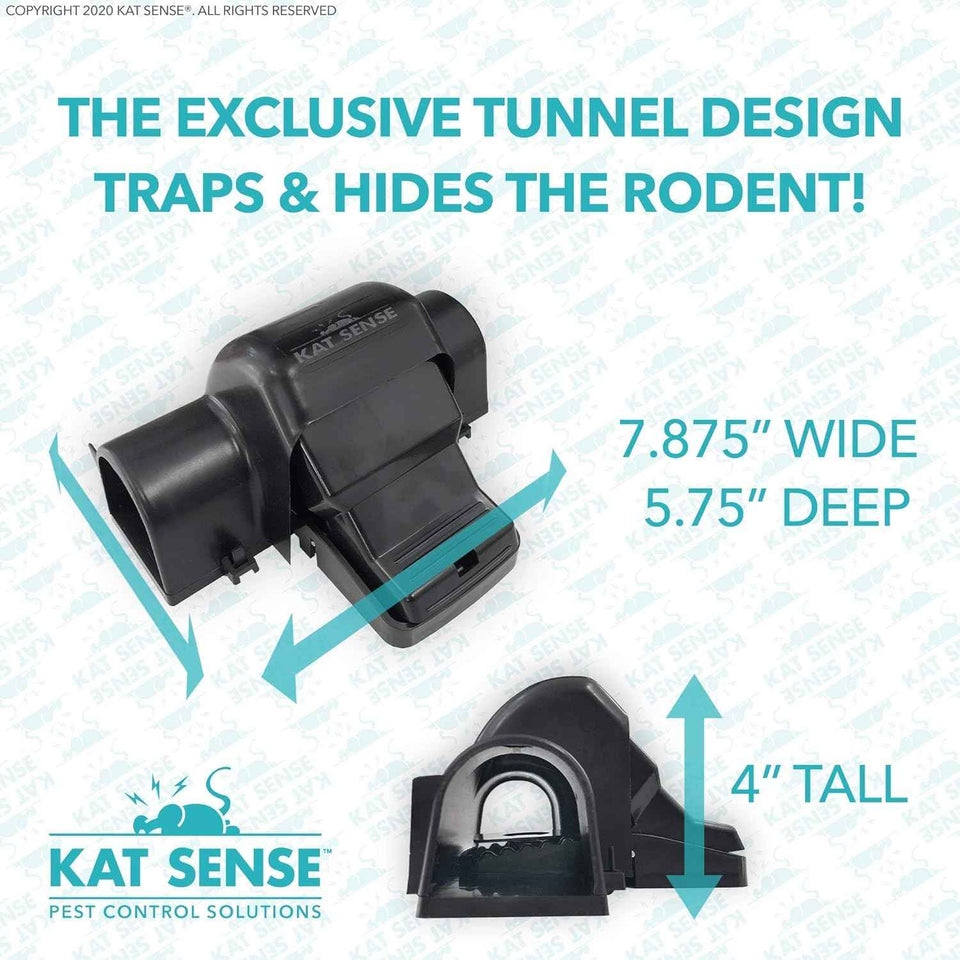 Rat and Chipmunk Traps, Dual Covered Tunneled Snap Traps, Prevent Accidental Triggering, Humane Kill, Reusable Pest Control for Rats and Mice, Indoor & Outdoor Use, 2 Pack Kat Sense