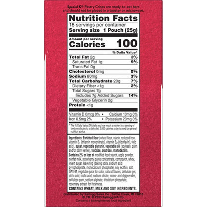 Special K Strawberry Pastry Crisps, 100 Calories, Value Size, 15.84oz Box (36 Crisps)