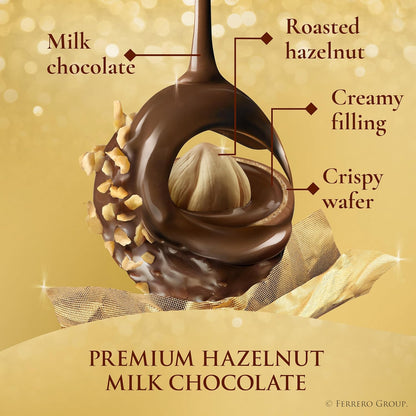 Ferrero Rocher, 24-count, individually wrapped, 10.6 oz premium milk chocolate hazelnut gift box