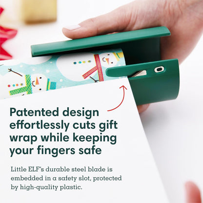 Little ELF Wrapping Paper Cutter (2-Pack) | As seen on Shark Tank | Made in USA | Green | Holiday Gift Wrap Paper Roll Holder and Cutter