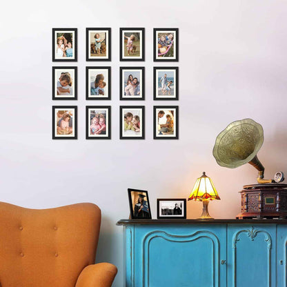 upsimples 5x7 Picture Frame Set of 10, Display Pictures 4x6 with Mat or 5x7 Without, Multi Photo Frames Collage for Wall or Tabletop Display, Black