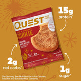 Quest Nutrition Cinnamon Brown Butter Protein Cookies, 15g Protein, 1g Sugar, 2g Net Carbs, Keto Friendly, 12 Count