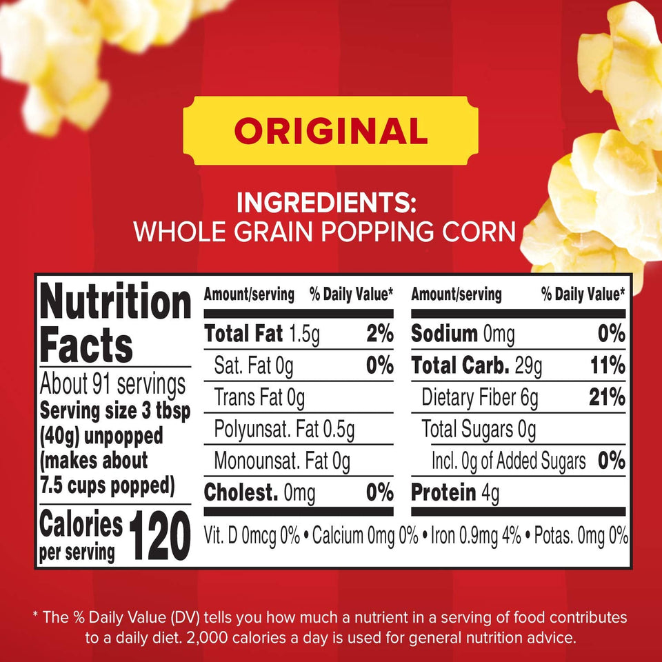 Orville Redenbacher's Gourmet Popcorn Kernels Original Yellow 100% Natural Non-GMO 8 lb Jug