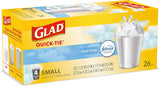 Glad Small Trash Bags 4 Gallon, Febreze Fresh Clean Garbage Bags, Odor Resistant with Quick Tie, 26 Count - Rayz Mart