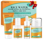 Doyeewo 6-piece women's glass skincare set with Korean rice extract, hydrate glow repair anti-aging facial routine kit for normal, dry, oily, combination skin types