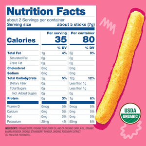 Earth's Best Organic Baby Food - Teething Snack for Babies 6 Months and Older - Strawberry Banana Crunchy Sticks, 5 Pack (.56 oz each)