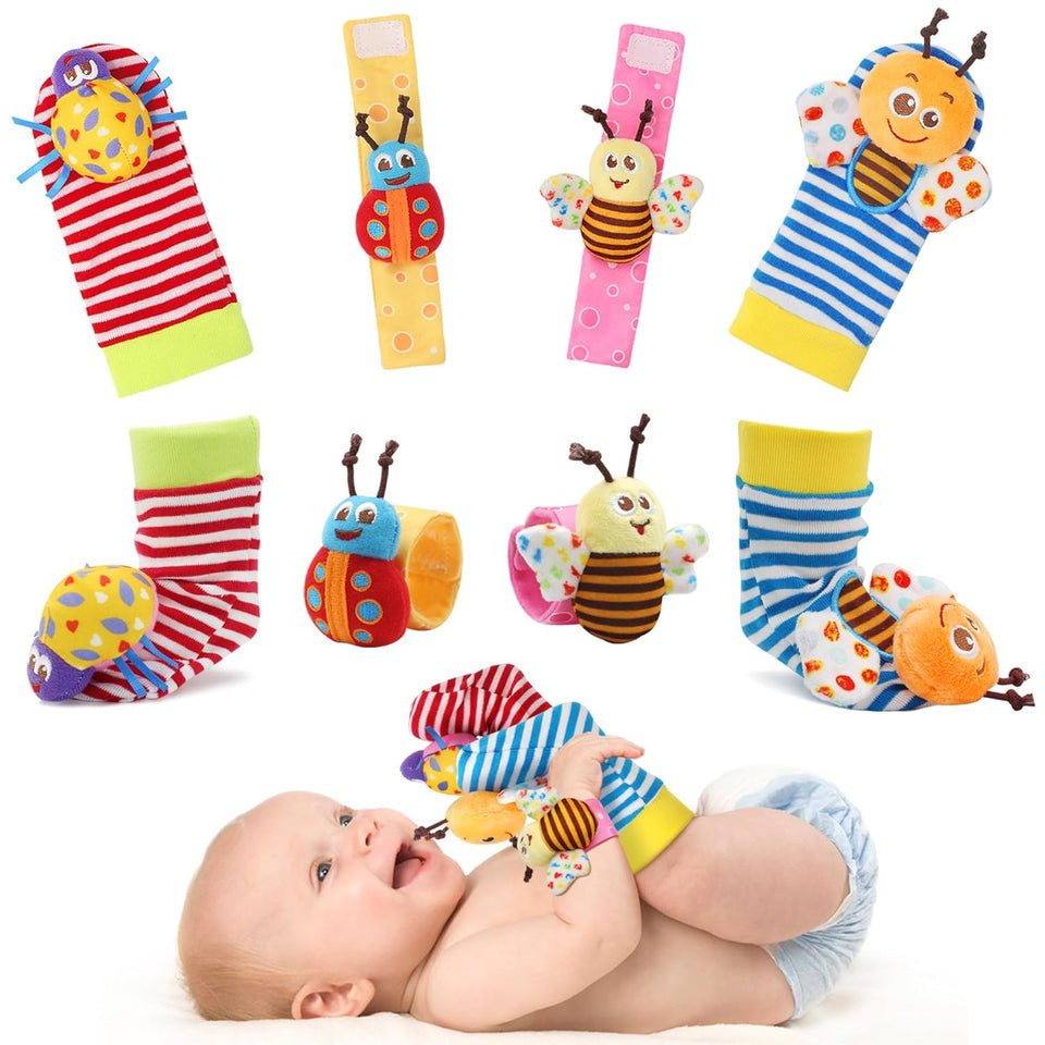 Bloobloomax soft rattle socks and foot finder set for infant girls and boys 0-36 months, baby shower gifts