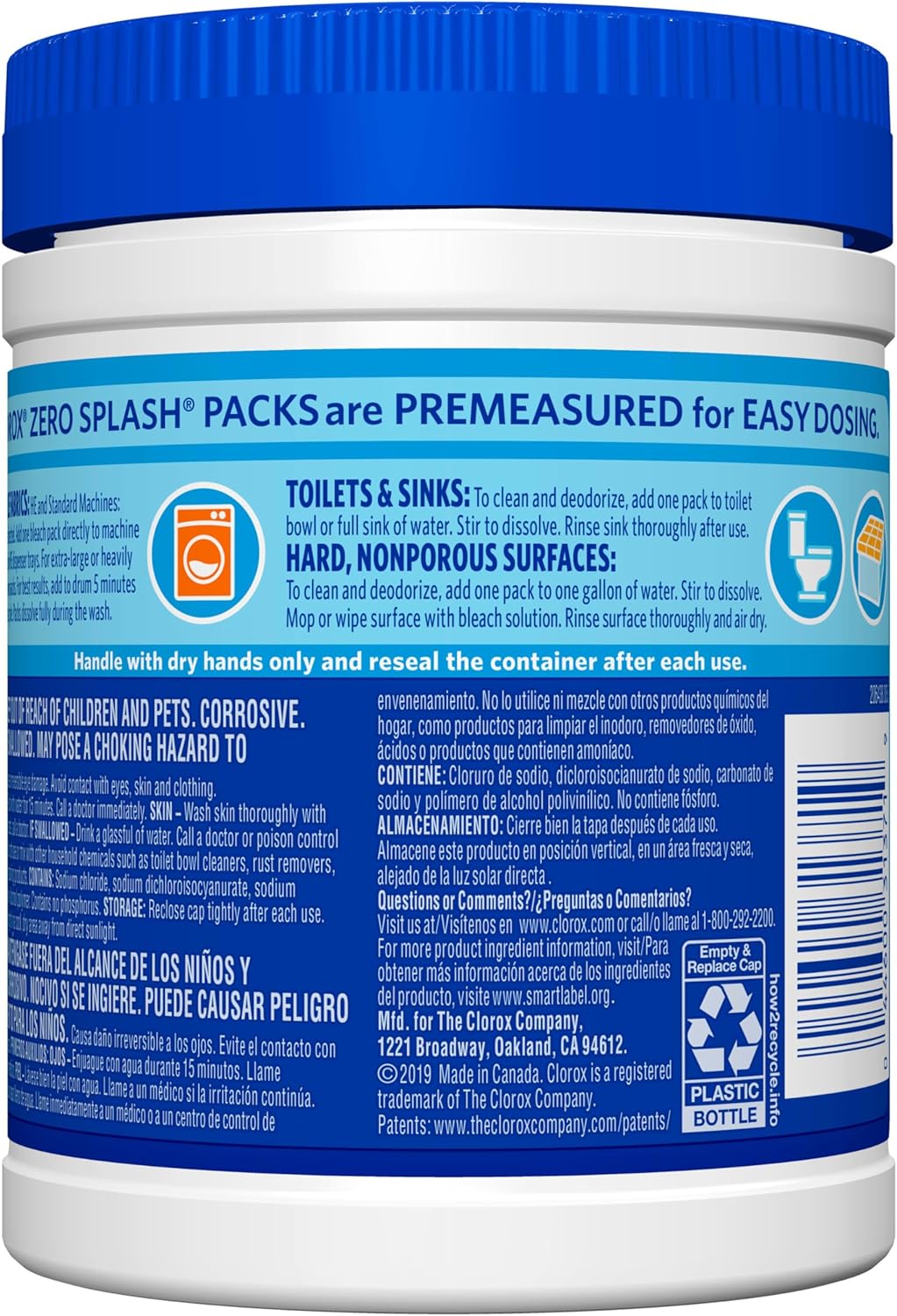 Clorox Zero Splash Bleach Packs - Laundry Pods, 4 Pack