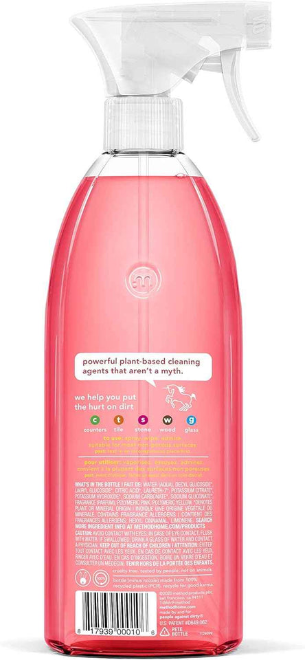 Method All-Purpose Cleaner Spray, Pink Grapefruit, Perfect for Most Counters, Tiles and More, 28 Fl Oz, (Pack of 4)