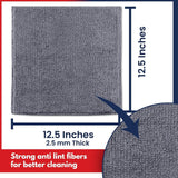 usanooks microfiber cleaning cloth grey 12 pack 12.5x12.5 inches high performance ultra absorbent