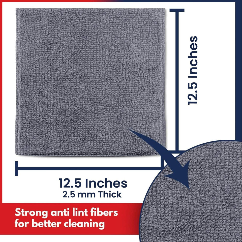 usanooks microfiber cleaning cloth grey 12 pack 12.5x12.5 inches high performance ultra absorbent