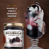 peninsula premium cocktail cherries deep burgundy-red silky smooth rich syrup gourmet american grown made 10.5 ounce