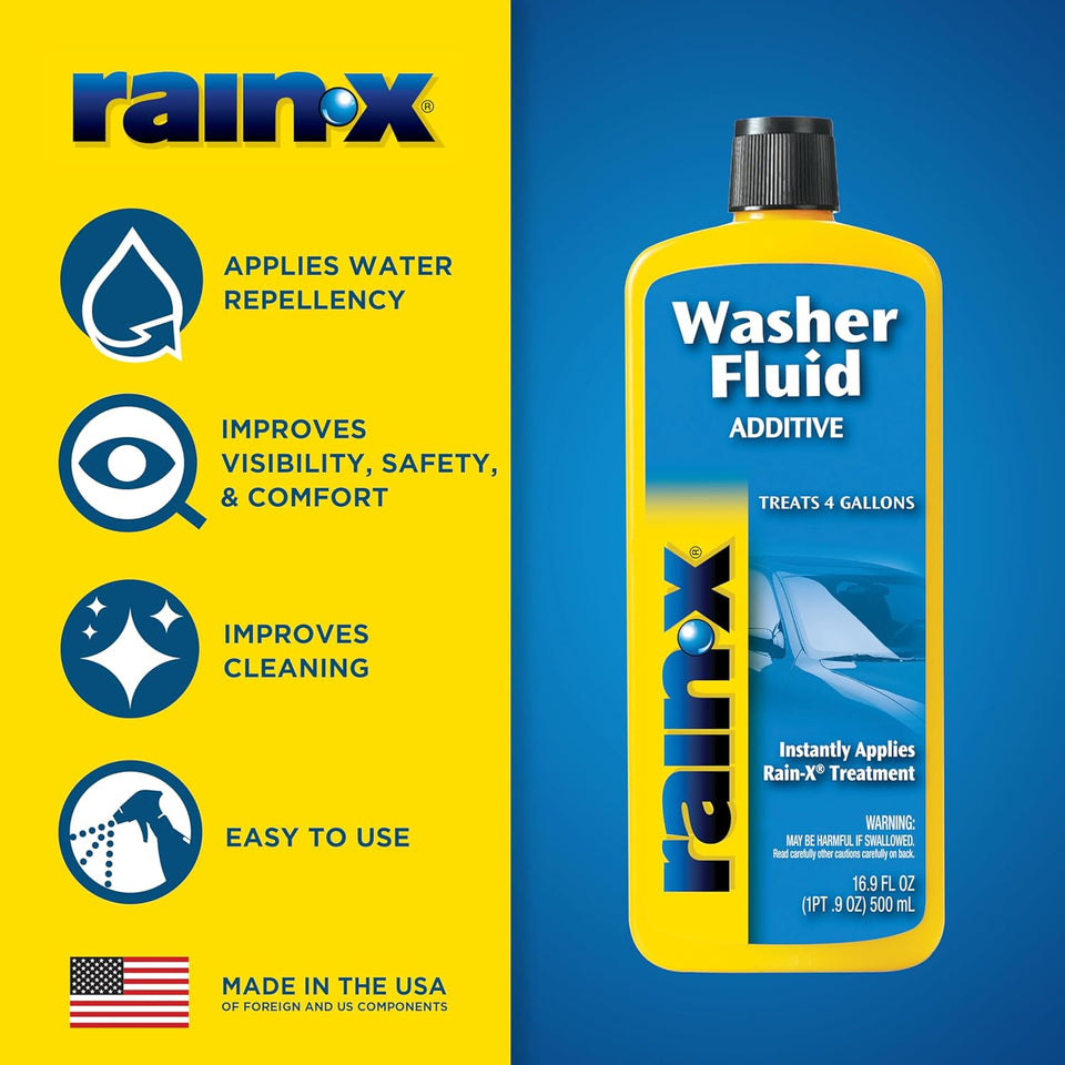 Rain-X RX11806D washer fluid additive for improved visibility and cleaning, 16.9 fl. oz, 500 ml