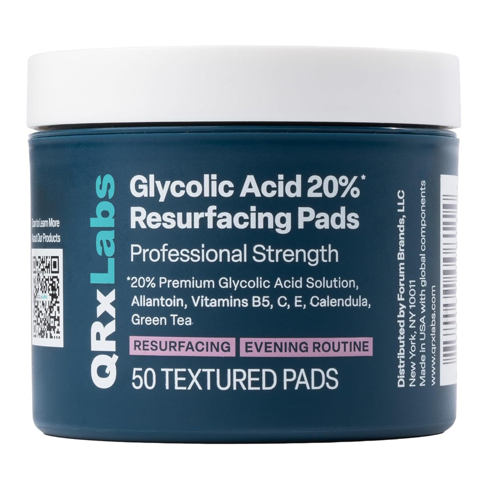 glycolic acid 20% resurfacing pads for face and body with vitamins b5 c e green tea calendula allantoin peel pads