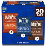 Kettle Brand 1 Oz, 20 Ct Potato Chips Variety Pack with Sea Salt, Vinegar, and BBQ