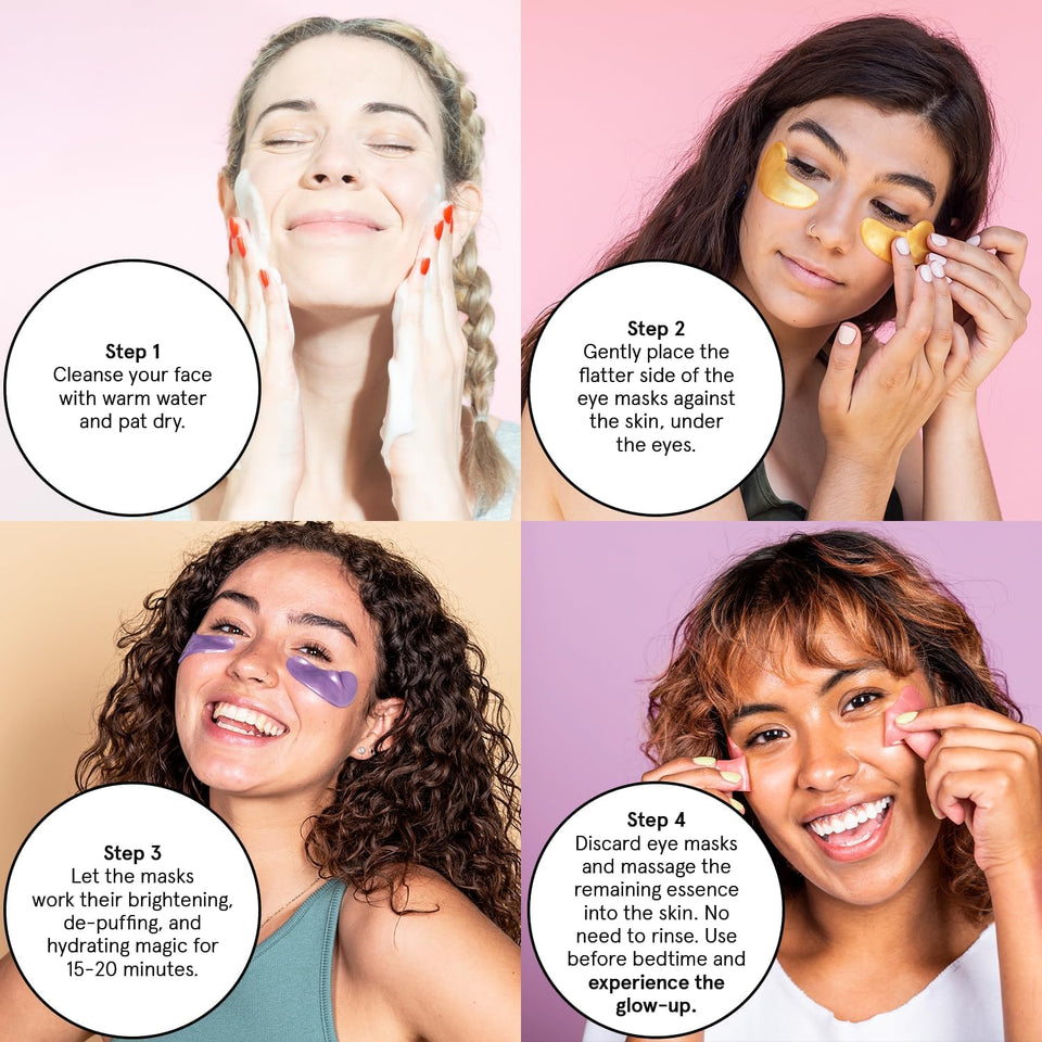 grace & stella Retinol Under Eye Patches for Puffy Eyes & Dark Circles - Restoring Gel Under Eye Masks with Hyaluronic Acid - Purple, 24 Pairs for Women