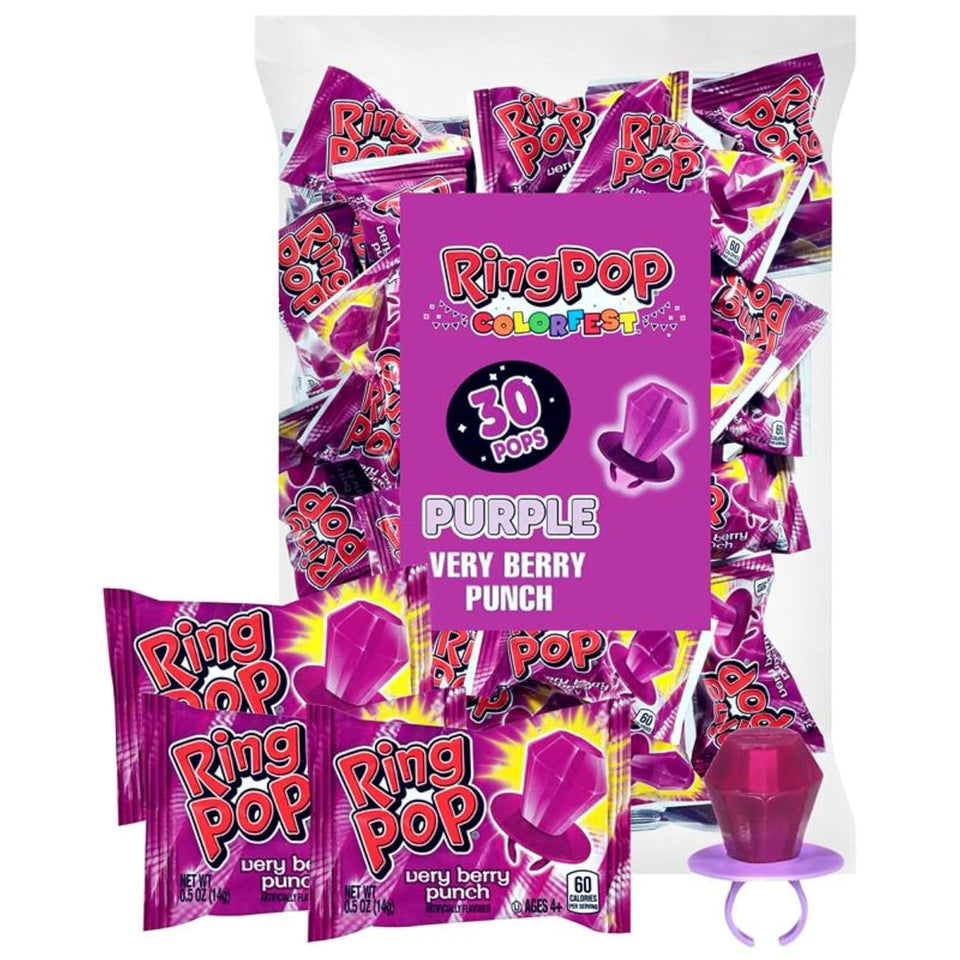 ring pop purple very berry full size fun hard candy for birthday parties easter basket stuffers egg fillers party favors bulk