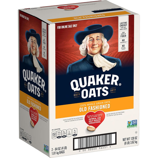 Quaker Old Fashioned Rolled Oats Non GMO Project Verified 2 x 64oz Bags Heart Healthy Whole Grains