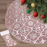Flash World 48 Inch Large Christmas Tree Skirt Xmas Soft Cover Mat Decor Snowflake Collar Farmhouse Tree Skirt for Holiday Ornaments Party Home Indoor Decorations (Red, 48INCH)