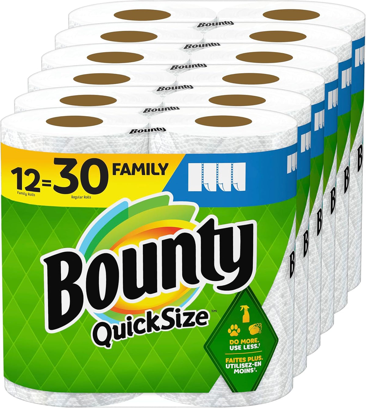 Bounty Quick Size Paper Towels, White, 8 Family Rolls = 20 Regular Rolls - Rayz Mart