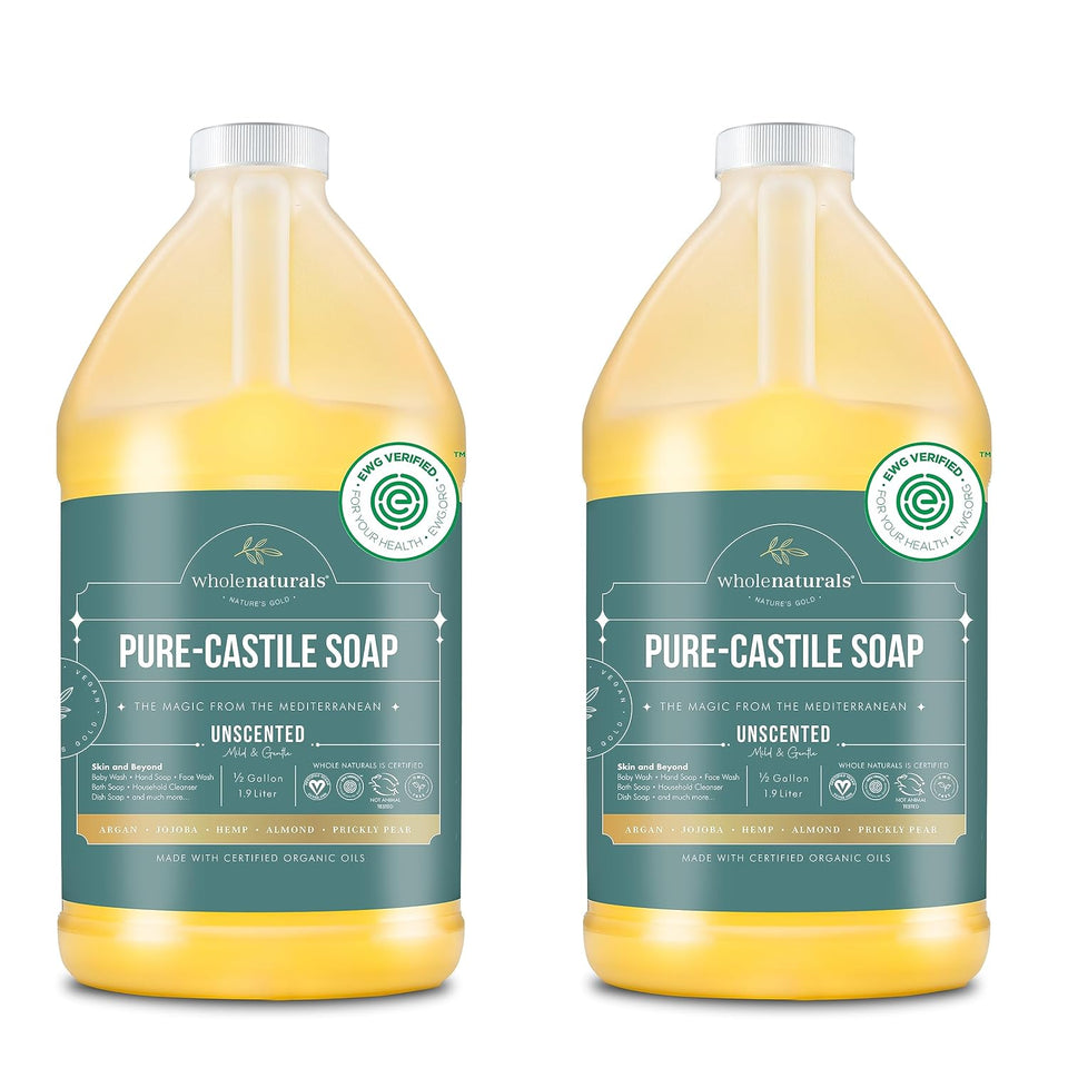 wholenaturals pure castile soap liquid ewg verified palm oil free unscented 64 fl oz
