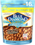 blue diamond lightly salted almonds, 16 oz resealable bag, low sodium snack nuts