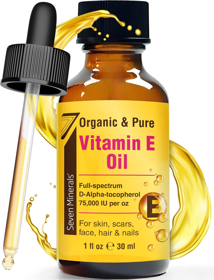 Seven Minerals ultra pure 75,000 I.U. vitamin E oil, 100% organic, full-spectrum D-Alpha tocopherol, 1 fl oz