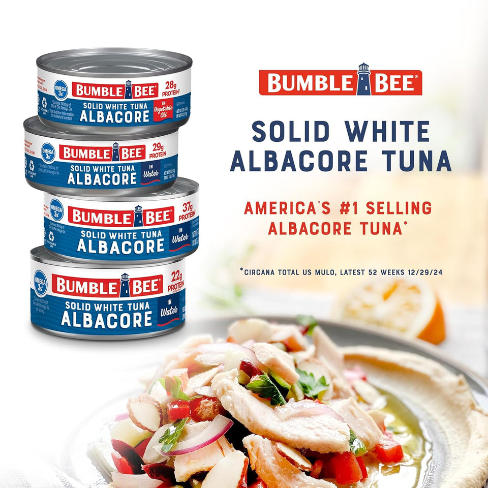 bumble bee solid white albacore tuna in water 5 oz can wild caught high in omega-3s non-gmo project verified