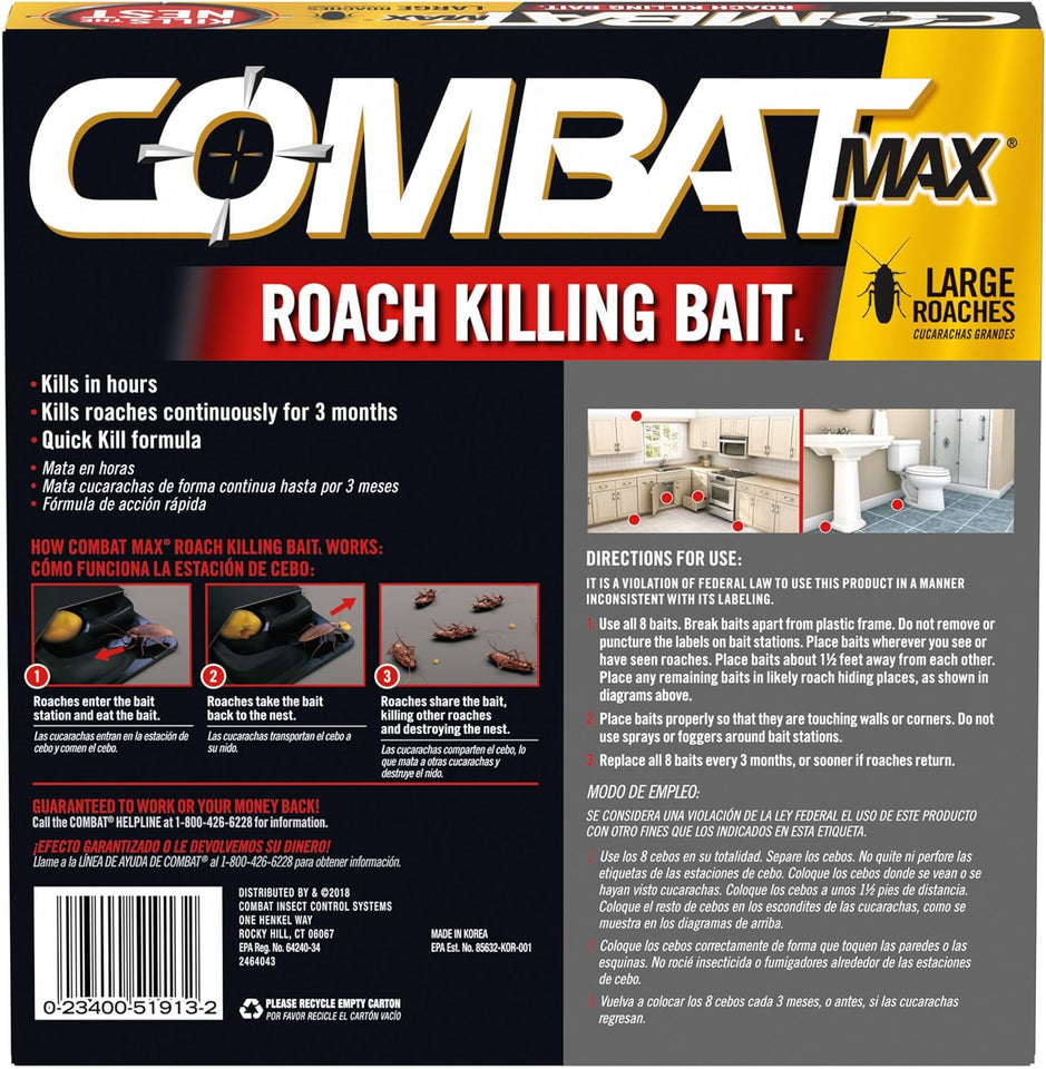 Combat Max Large Roach Killing Bait, 8 count (Pack of 1)