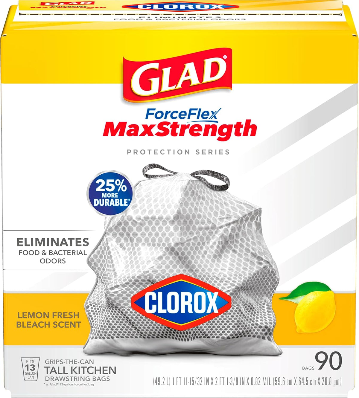 Glad Tall Kitchen Trash Bags 13 Gallon, MaxStrength Cherry Blossom Garbage Bags, Drawstring, 90 Count - Rayz Mart