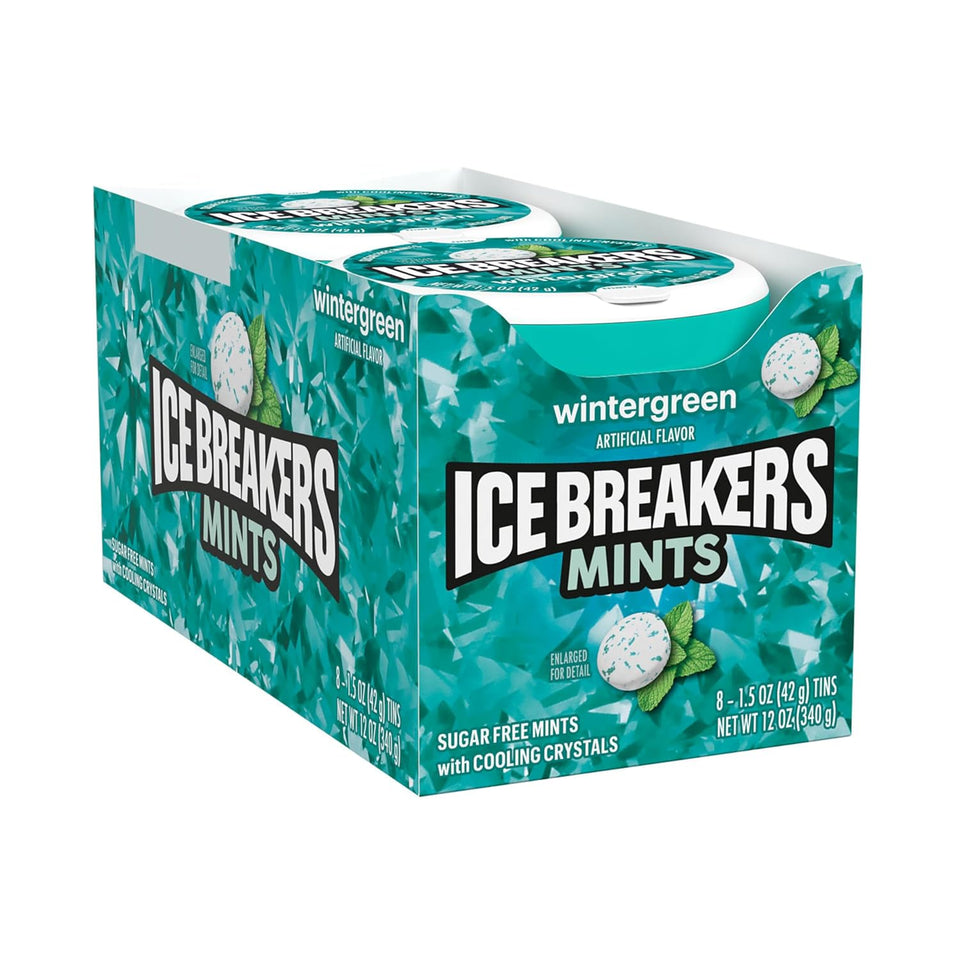 ice breakers wintergreen sugar free mints 1.5 oz 8 count tins for instant refreshment