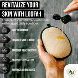 Natural loofah body scrubbers for men, black and white 2PCS Egyptian luffa sponge exfoliator set, durable men's hygiene pad