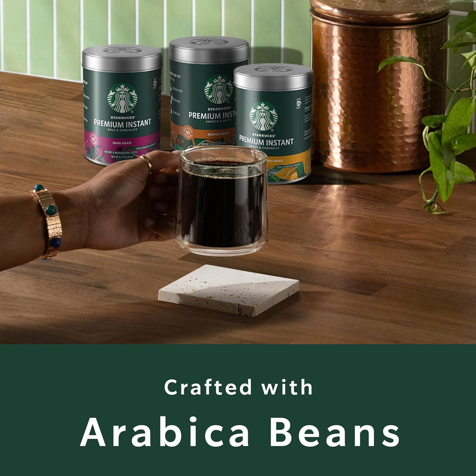 starbucks premium instant dark roast arabisca coffee three 3.17 oz tins