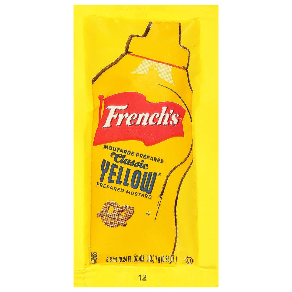 French's Classic Yellow Mustard Packets, 500 count, single-serve, gluten-free, dairy-free