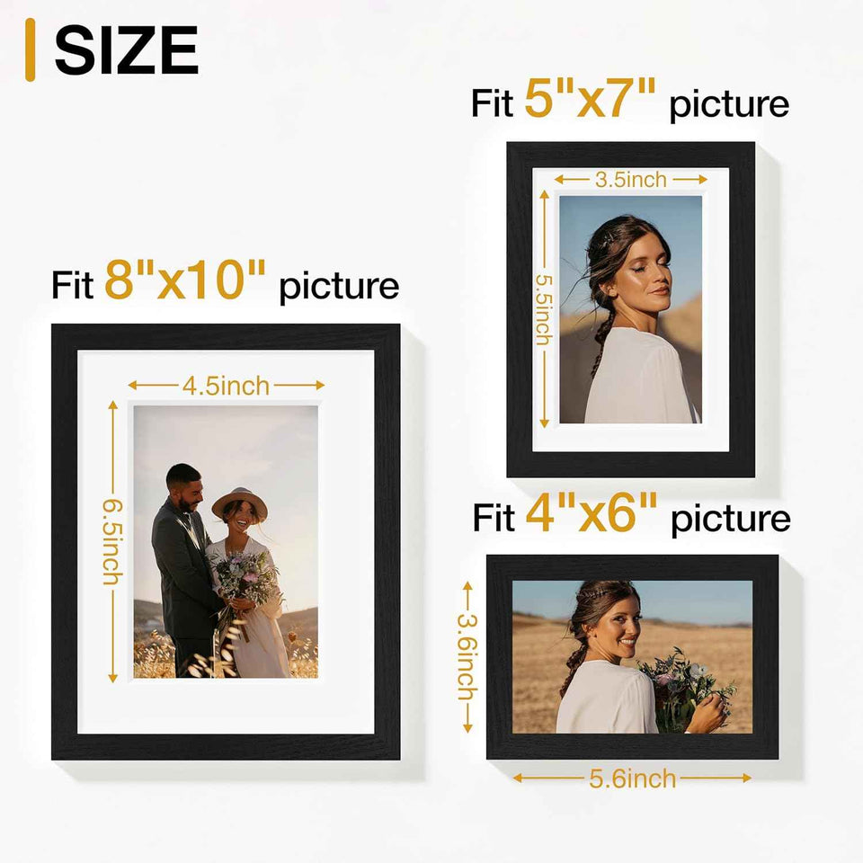Vittanly 10-pack picture frames collage wall decor set with 8x10, 5x7, 4x6 frames, black engineered wood