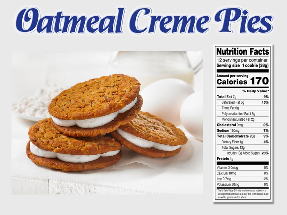 Little Debbie oatmeal crème pies, individually wrapped sandwich cookies, 12 count, 16.2 oz box