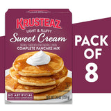 krusteaz sweet cream pancake and waffle mix, 26 oz boxes, light and fluffy, 8-count