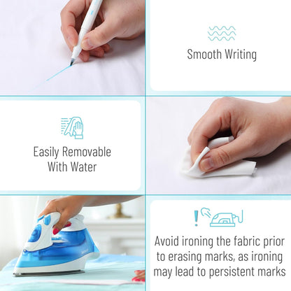 Mr. Pen- Fabric Markers for Sewing, 5 Pack, Blue, Erasable, Water Soluble Fabric Marker, Fabric Pens for Sewing Erasable, Washable Fabric Marker, Water Soluble Pen, Fabric Marking Pens for Sewing