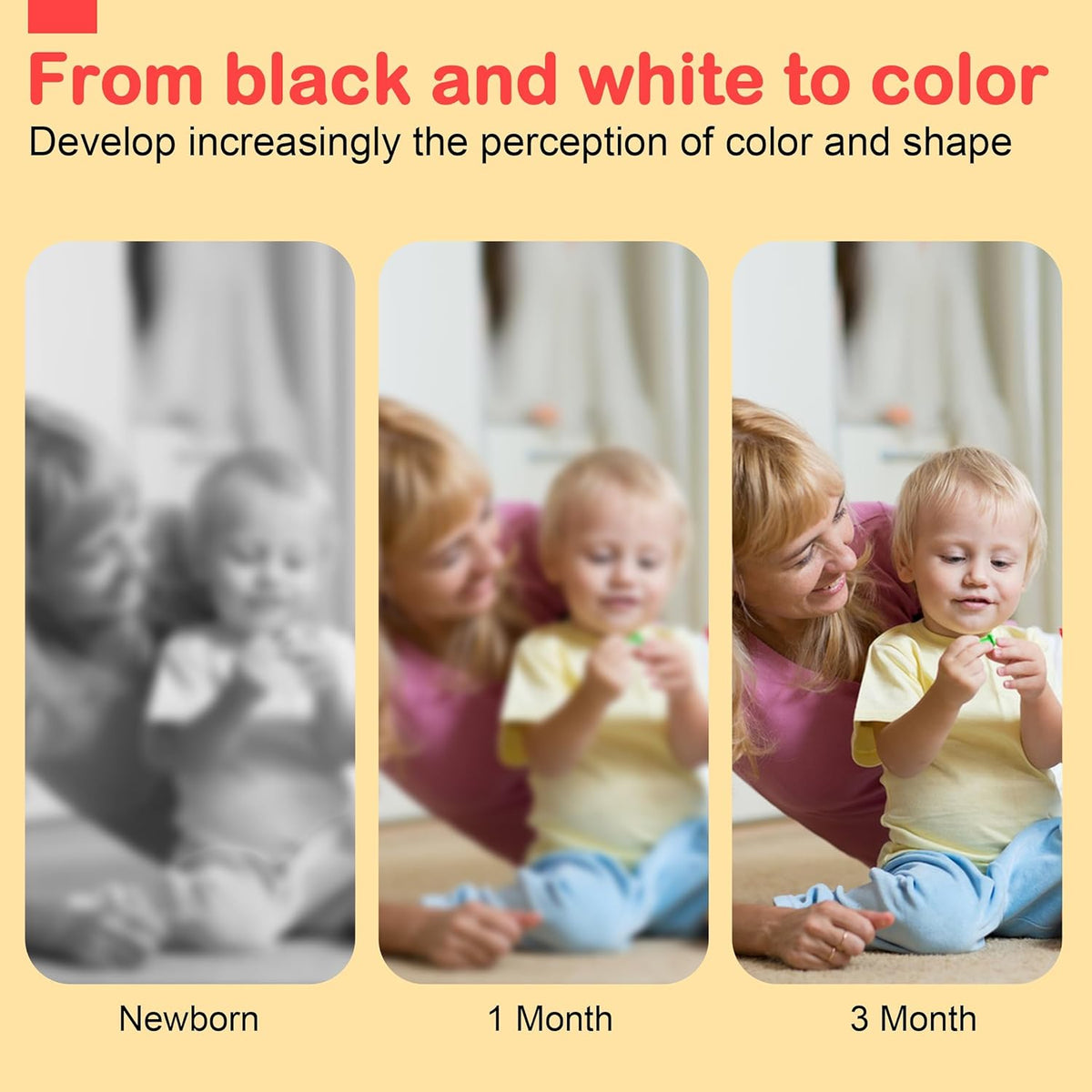 URMYWO Black and White Baby Toys, Tummy Time High Contrast Newborn Toys 0-3 Months, Soft Baby Book, Visual Stimulation Montessori Sensory Infant Toys 0-6-12 Months, Shower Gift for Boys Girls