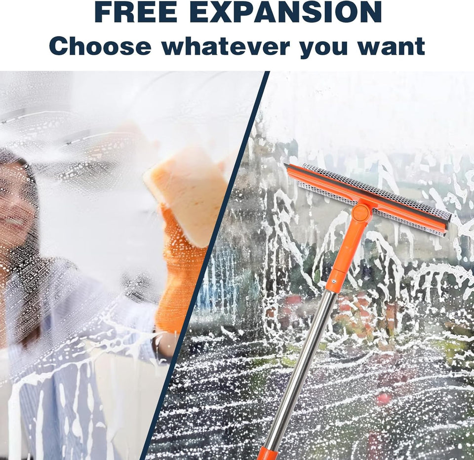 2 in 1 Professional Window Squeegee with soft rubber and sponge for car windshield and house windows