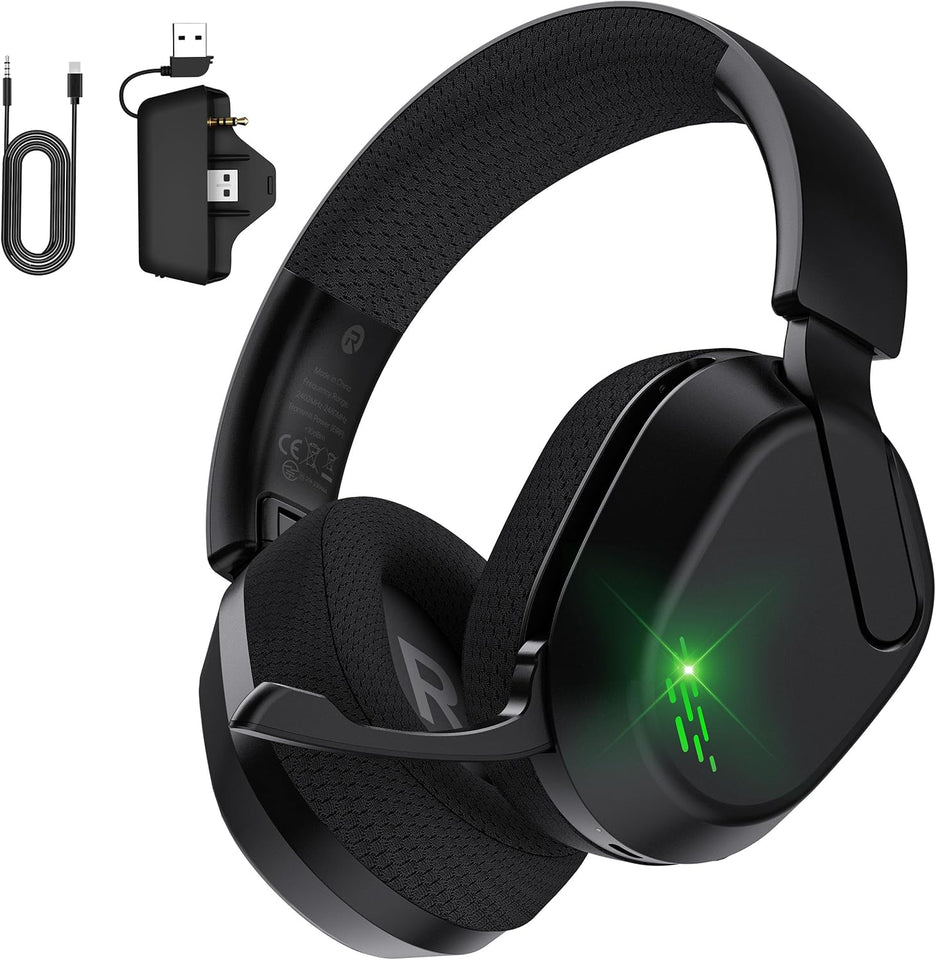 Black wireless gaming headset for Xbox Series X/S, Xbox One, PS5, PC, and Mac with Bluetooth 6.0 and flip-to-mute noise-canceling mic