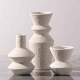 Ceramic Vase Home Table Decor - White Flower Vase Set of 3 Living Room Kitchen Decorations Farmhouse Modern Rustic Vases Decorative Centerpiece for Shelf Bedroom Office Bathroom Dining Coffee Desk