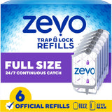 Zevo Flying Insect Trap Official Refill Cartridges - Fits Both Zevo Trap & MAX Indoor Fly Trap - Authentic Trap+Lock Technology to Catch Gnats, House & Fruit Flies (6 Official Refill Cartridges)