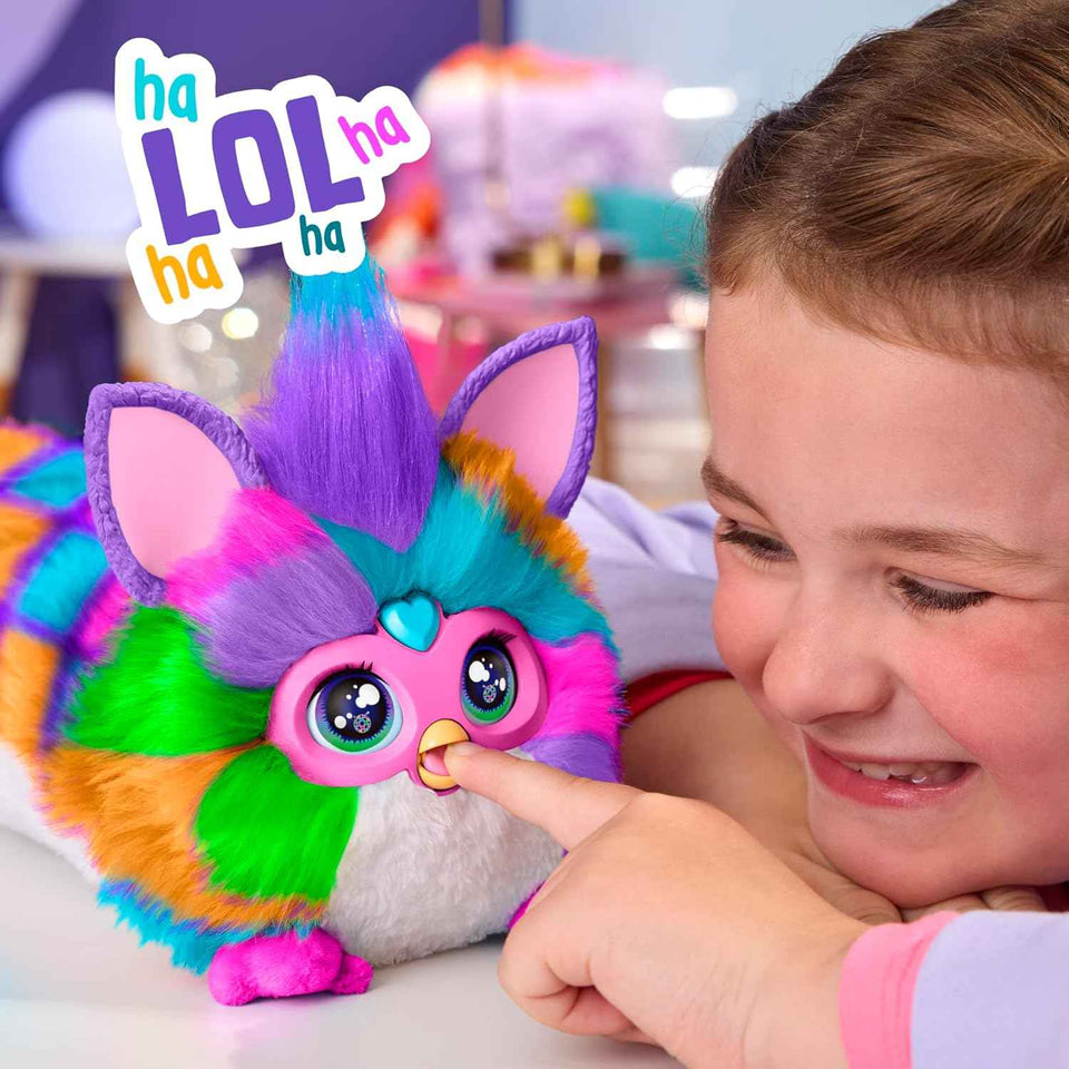 FURBY DJ Interactive Toy, Neon Star, Snuggly Electronic Plush, Music, Lights, Motion, & Games, Speaks English & Furbish, 32 in Long, 6+ Years (Amazon Exclusive)