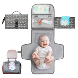 Kopi Baby Portable Diaper Changing Pad - Grey, Classic, 7.35 x 11.5 inches, Foldable, Infant Travel Station Kit, Newborn Gift